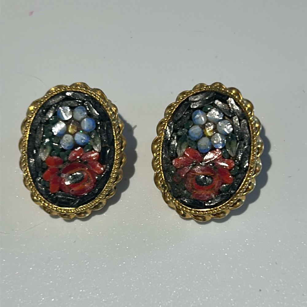 #32 Vintage Micro Mosaic Clip earrings